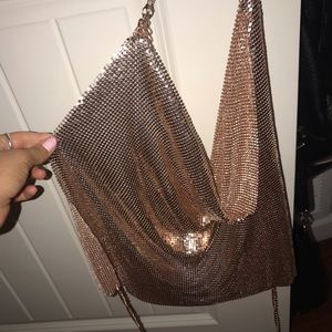 Backless rose gold sparkle top